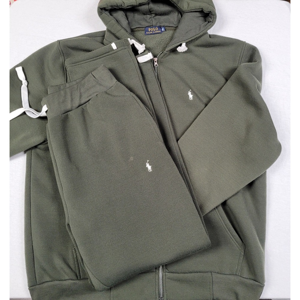 Polo Ralph Lauren Tracksuit Mens 4XL Olive Green Fleece Hoodie Jogger Pant Set